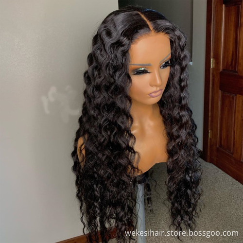 Wholesale WeKeSi Deep Wave HD Full Lace Wigs Human Hair Lace Front Peruvian Virgin Hair 360 Lace Front Wigs for Black Women